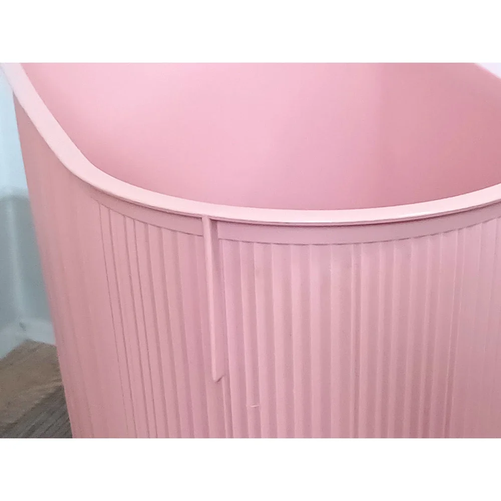 VTG Retro Rubbermaid Pink Ribbed Plastic Trash Container Wastebasket 12x7x10 1/2